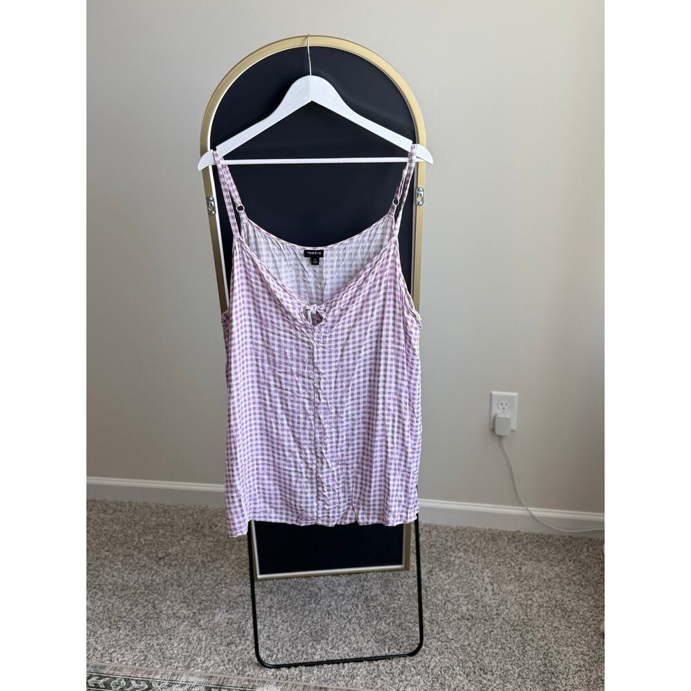 Torrid Sophie gingham tie front tank